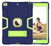 iPad 03.03.4 generatie case met kickstand, duurzame high-performance shockdoss harding, hard hybride drielaagse beschermhoes iPad tablet siliconen hoes (marineblauw+groen