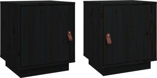 vidaXL Nachtkastjes 2 st 40x34x45 cm massief grenenhout zwart