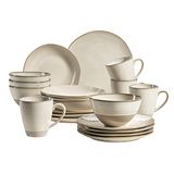 MÄSER 931512 serie Nottingham Vintage serviesset voor 4 personen, 20-delig combiservies met onregelmatige ronde vormen in retro look, aardewerk, beige