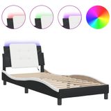 VidaXL Bedframe met LED zonder matras "Zadar" zwart en wit 100x200 cm