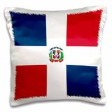 3dRose Vlag van de Dominicaanse Republiek - Marineblauwe en rode vierkanten met wit kruis - wapenschild kussensloop, meerkleurig, 40,6 x 40,6 cm