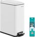 Songmics Poubelle de cuisine, 48 litres, mince, poubelle à pédale, acier | Poubelle avec couvercle à fermeture douce et seau intérieur, y compris 15 sacs poubelles, blanc, collection PLUSHIC LTB510W4802