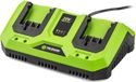 FIELDMANN Chargeur double, pour batteries 20V, charge 2Ah en 60 minutes, compatible avec batteries 2Ah et 4Ah
