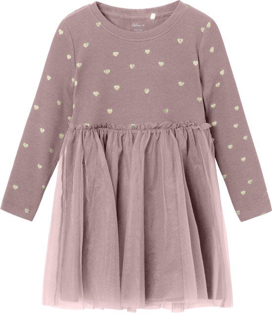 NAME IT NMFNADJA LS DRESS NOOS Meisjes Jurk - Maat 92 - Deauville Mauve - Glitter