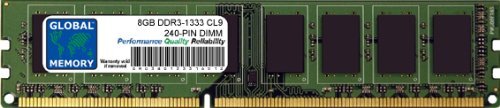 GLOBAL MEMORY 8GB DDR3 1333MHz PC3-10600 240-PIN DIMM GEHEUGEN RAM VOOR PC-DESKTOPS/MOEDERBORDEN