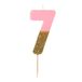 Roze nummer 7 verjaardagskaars met gouden glitter Premium kwaliteit taarttopper decoratie Mooi, sprankelend voor kinderen, volwassenen, 7e, 70e verjaardagsfeestje, jubileum, mijlpaalleeftijd