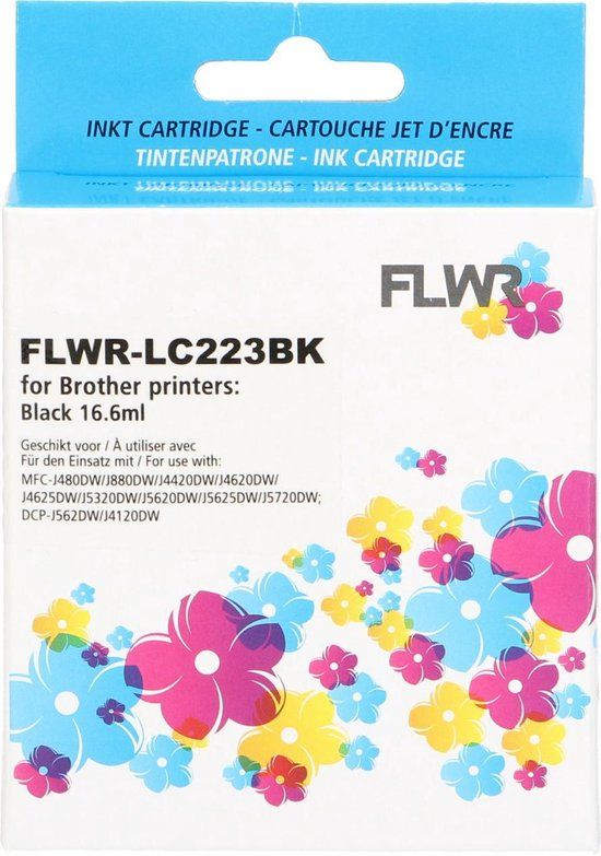 FLWR LC-223BK Zwart XL Cartridge - Geschikt voor Brother MFC J5320DW - 650 Pagina's