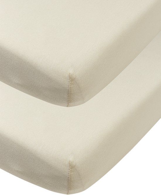Meyco Baby Uni hoeslaken ledikant - 2-pack - jersey - soft sand - 60x120cm