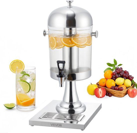 Vevor Drankdispenser 1x8l Sapdispenser Met Kraan voor Hotels Roestvrij Staal