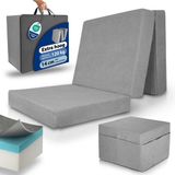 Beautissu VS95 – Premium Opvouwbaar Matras XL 90x200 cm inkl. Hoes – Extra Dik 14 cm Traagschuim Vouwmatras H3 – Wasbar Eenvoudig – Transport – Grijs