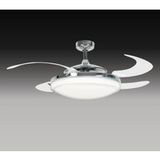 FANAWAY Evo 2 Endure plafondventilator met licht en afstandsbediening, 60 W, chroom, diameter 122 cm, ingeklapt 48 cm