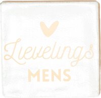 Lottea Tegeltje 'Lievelings Mens' - Wit - Keramiek - 10x10cm - Cadeau