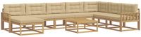 vidaXL - Hoek loungeset - 8 zitplekken - Wit en Beige - Acacia Hout