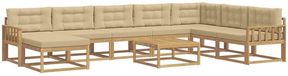vidaXL - Ensemble de salon d'angle - 8 places assises - Blanc et Beige - Acacia Bois