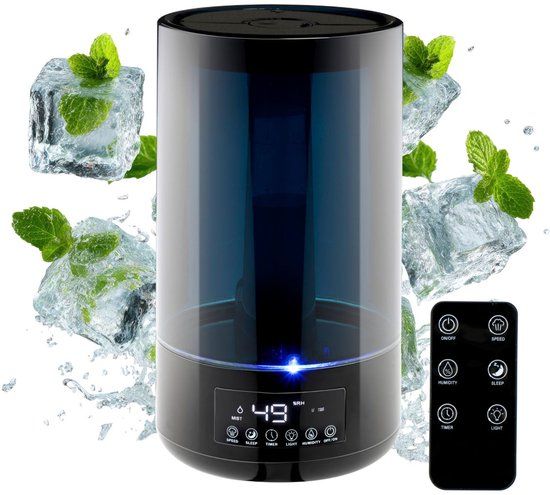Grundig HD-1903A - Ultrasone Luchtbevochtiger 4,3L - met Timer en Nachtlamp - Incl. Afstandsbediening - Zwart