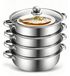 Omgoods - Casserole à vapeur en acier inoxydable avec couvercle en verre, 28 cm