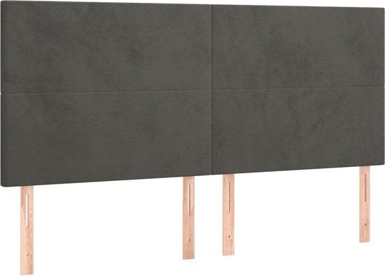 vidaXL Hoofdbord - donkergrijs - 160x5x118/128 cm - Fluweel