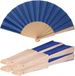 Merkloos Spaanse waaier - 20x - blauw - 42 x 23 cm - hout - verkoelend - handwaaier