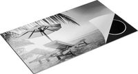 Chefcare Inductie Beschermer Tropisch Strand - Zwart Wit - 95x55 cm