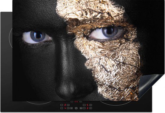 KitchenYeah® Inductie beschermer 77x51 cm - Black and Gold