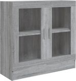 vidaXL Vitrinekast - 82,5x30,5x80 cm - bewerkt hout - grijs sonoma eiken