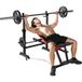 Banc de musculation multifonction avec dossier réglable, repose-jambes et support de poids 147x109x122cm noir