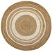 HAMID - Jute Vloerkleed Rond, Tapijt Alhambra Natuurlijke Kleur en Witte Streep, 100% Jute, Handgemaakt, Jute-Vloerkleed voor Woonkamer, Eetkamers, Zalen, Slaapkamers, (100x100cm)