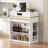 STILVORA Keukeneiland 83 X 46 146,5 Cm – Uitschuifbare Eettafel Met Opklapblad – Met Stopcontacten En Haken – Veel Opbergruimte – Scandinavisch – Zonder Apparaten – Wit