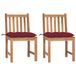 VidaXL Tuinstoelen 4-delige set met kussens massief teakhout rood