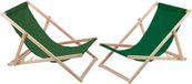 Set van 2 ligstoelen van beukenhout - groen