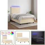 vidaXL Boxspring met matras kunstleer crèmekleurig 120x200 cm