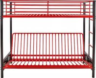 Vente-unique Hoogslaper metaal zwart, rood 90 x 190 cm