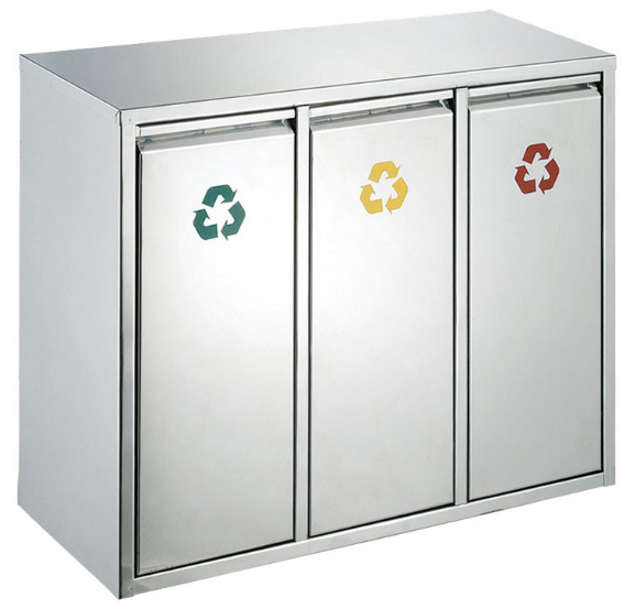 Vepa Bins Recycling afvalscheidingsstation, 3x8 liter, mat RVS, VB 710416