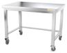 GOLDINOX Plan de travail en acier inoxydable avec support, dimensions 1200 x 500 mm, avec renfort et roulettes, PREMIUM