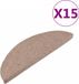 vidaXL Tapis d'escalier, auto-adhésifs, 15 pièces, 65 x 22,5 x 3,5 cm, beige