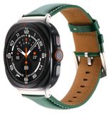 Wigento Samsung Galaxy Watch Ultra 47mm: Echt lederen band met metalen sluiting, kleur groen