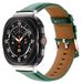 Wigento Samsung Galaxy Watch Ultra 47mm: Echt lederen band met metalen sluiting, kleur groen