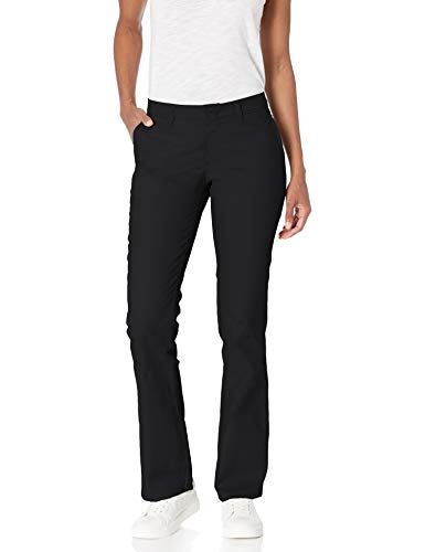 Dickies Women's Khaki Flat Front Pant with Stretch, Black, 44 Short