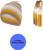 Sarlini - Bonnet et écharpe femme - Fashion Set Stripes - Ochre - Taille unique