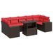 vidaXL 8-delige Loungeset met kussens, poly rattan, acacia, bruin