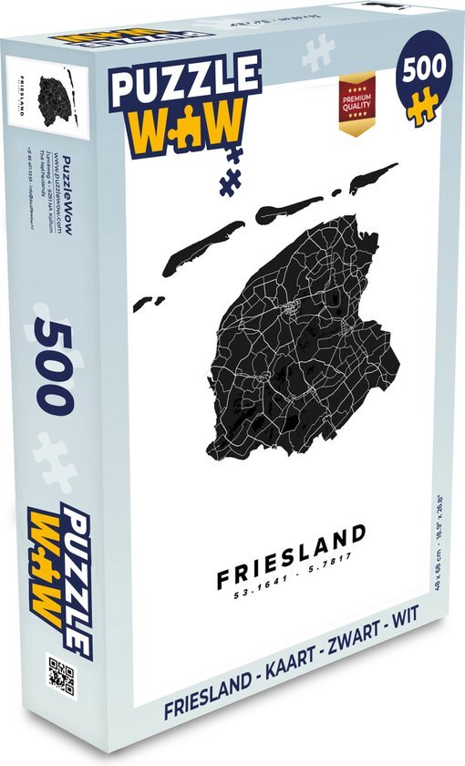 MuchoWow Puzzel Friesland - Kaart - Zwart - Wit - Legpuzzel - Puzzel 500 stukjes