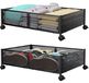 [Brand] Boîte de rangement sous le lit - Avec roulettes - 60 x 40 x 16 cm - Métal noir - 2 pièces