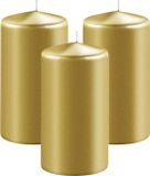 Enlightening Candles Bougie cylindrique/bougie pilier - 3x - doré - D8 x H12 cm - 45 heures de combustion