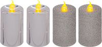 Feeric lights & Christmas Bougies LED - 4 pièces - Argent - H7,5 cm