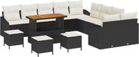 vidaXL Tuinbank Set Zwart Poly Rattan