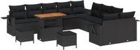 vidaXL Tuinbank - Set - 13 - st - Zwart - poly - rattan