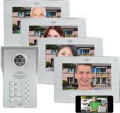 ELRO DV477IP4 Wifi IP Video Deur Intercom - 4 Appartementen - met 4x 7 inch kleurenscherm - Color Night Vision - Bekijken en communiceren via App