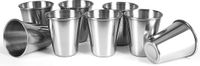 Merkloos / Sans marque Ganzoo 8-delige set shotbekers roestvrij staal 60 ml, zilver, inclusief 2 leren cilinderetuis met ritssluiting