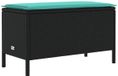 vidaXL Tuinvoetenbank Zwart en Turquoise 80 x 38 x 42 cm PE Rattan