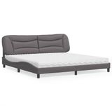 Prolenta Maison Exclusive - Lit avec matelas « Hvar » gris 200 x 200 cm, simili cuir